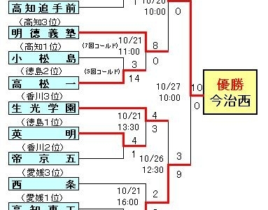 平成25年度秋季四国地区高等学校野球四国大会　試合結果