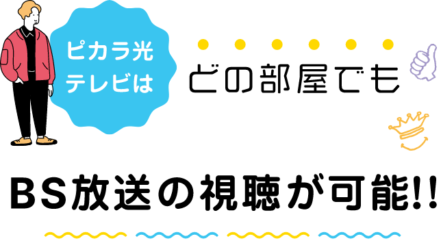 ピカラ光テレビはどの部屋でも BS 放送の視聴が可能 !!