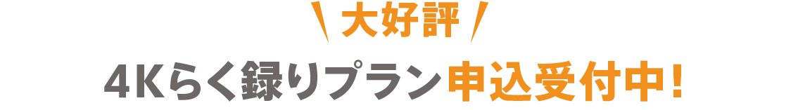 大好評!4Kプラン、4Kらく録りプラン申込み受付中!